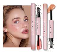 LOPHE 2-in-1 Freckle Pen with Blush, Natural Sun-Kissed Makeup Stamp, Waterproof & Quick-Dry, Freckle Stamp for Realistic Faux Freckles & Liquid Blush 2 Pack
