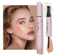 LOPHE 2-in-1 Freckle Pen with Blush, Natural Sun-Kissed Makeup Stamp, Waterproof & Quick-Dry, Freckle Stamp for Realistic Faux Freckles & Liquid Blush (01 Light Brown + Nude Pink)