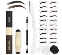 LOPHE 25PCS Dual-Color Eyebrow Stamp Pomade Kit，Dark Brown + Black Brown