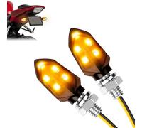 LOPHE 2PCS Universal Motorbike Indicators, 5LED Mini Waterproof Motorcycle Indicators, 12V Amber Turn Signal Lights for Motorcycle Scooter Quad Cruiser Off Road