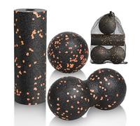 LOPHE 3-in-1 Massage Set - Foam Roller, Peanut Ball & Double Lacrosse Balls - Relieve Muscle Tension, Orange