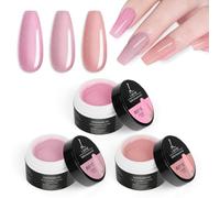 LOPHE 3PCS Builder Nail Gel Kit,Hard Gel Builder for Nail Extension,Pink glitter Non-Stick Hand Nail Extension Gel for Carving Patterns,LED UV Nail Builder Gel For Nails Strengthen Nail Manicure,15ML