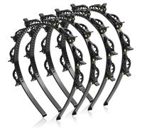 LOPHE 4PCS Clip Headbands Double Bangs Hairstyle Hairpin, Teeth Comb Hair Hoop Headband With Clips Attached, Non-Slip Multi-Layer Hollow Woven Double Layer Twist Plait DIY Headband for Women Girls