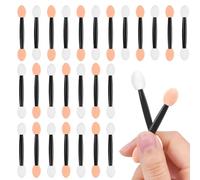 LOPHE 50PCS Sponge Eyeshadow Applicators, Dual Sided Eyeshadow Brushes, Disposable Beige Eye Shadow Sponge Applicator Sticks For Eyeliner Makeup Arts Crafts Art Beauty