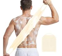 LOPHE Back Scrubber for Shower, Double Side Back Long Stretch Body Scrubber Shower Scrubber with Handle, Body Exfoliator Bath Scrub Loofah, Cleaning Dirt and Dead Skin for Men Women Off-White