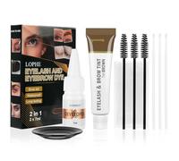 LOPHE Brow and Lash Tint, Brown Eyebrow Dye and Eyelash Tint, Fast Easy Starter Kit for Home Use, Formula with Fibres for Plump Thick Lashes, Long Lasting Volume Tint for Full Defined Brows