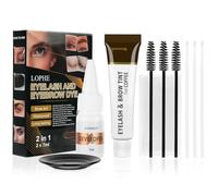 LOPHE Brow and Lash Tint, Coffee Eyebrow Dye and Eyelash Tint, Fast & Easy Brow Dye Starter Kit, Formula Brow Tint with Fibres for Plump Thick Lash, Long Lasting Volume Lash Tint and Full Brows