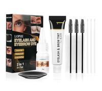 LOPHE Brow & Lash Dye Kit, Black Eyebrow & Eyelash Tint | Fast Easy Starter Kit for Home, Formula with Fibres for Plump Thick Lashes, Long Lasting Volume Tint for Full Defined Brows