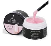 LOPHE Builder Nail Gel Kit, Hard Gel Builder for Nail Extension, Nude Pink Non-Stick Hand Nails Extension Gel for Carving Patterns, LED UV Nails Builder Gel For Strengthen Manicure, 15ML