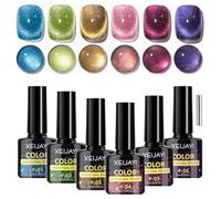LOPHE Cat Eye Gel Nail Polish, 6 Colors Magnetic Gel Nail Polish Set with Magnet, Holographic Soak Off UV/LED Nail Art Varnish Kit for Manicure Salon DIY at Home(A)