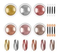 LOPHE Chrome Nail Powder,Metallic Mirror Holo Iridescent DIY | Metallic mirror,holo aurora,pearl pearlescent,glazed donut,for gel polish,nail art,DIY salon,easy to apply,long lasting