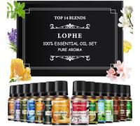 LOPHE Essential Oils Set, 14 x 10 ML Fragrance Oils Gift, Water-Soluble Scented Oils for Diffuser, Humidifier, Massage, Aromatherapy, B