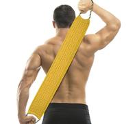 LOPHE Exfoliating Back Scrubber for Shower, 34 Inches Back Scrubber with Handles, Double Sided Body Exfoliator Bath Tool,Exfoliating Washcloth to Scrub Your Body Deeply for Men & Women (Ginger Yellow)