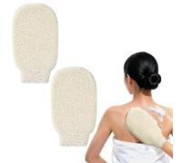 LOPHE Exfoliating Gloves 2-Pack White, Natural Jute Body Scrub Mitt for Dead Skin Removal, Deep Exfoliation Glove for Smooth Soft Skin, Suitable for Shower, Bath and Home Spa Skincare