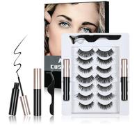 LOPHE Eyelashes Magnetic Lashes, 7 Pairs Reusable Thick False Eyelashes with 2 Tubes of MagneticEyeliner, Faux Mink Fake Eyelashes, Natural Look False Eyelashes, 3D Curly False Lashes Kit