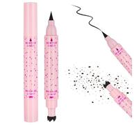 LOPHE Eyeliner Freckle Pen, Waterproof Double-headed Liquid Eyeliner Stamp Pen Set 2 in 1 Dark Freckle Stamp and Black Liquid Eyeliners Natural Lifelike Freckle Stamp Pen for Sunkissed Makeup,03