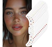 LOPHE Glitter Freckles Face Tattoo, 12PCS Glow Up Sparkle Temporary Tattoo Makeup Face Glitter Speckles Patches Waterproof Freckles Metallic Tattoos Sticker Cute Temporary Face Freckle for Women, E