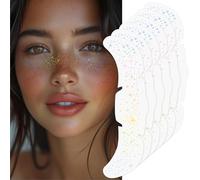 LOPHE Glitter Freckles Temporary Tattoo Stickers,6PCS Makeup Face Glitter Speckles Patches,Rainbow Gradient Colour with Heart Shapes,Waterproof & Long Lasting Freckle Tattoo for Halloween, Carnival