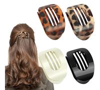 LOPHE Hair Claws, Side Slide Flat Hair Clips For Women Curved Flat Claw Clip Non-Slip Round Lay Down Hair Clip for Volume Strong Hold Thick Thin Curly Hair,A-4PCS