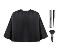 LOPHE Hairdressing Gown Barbers Cape, Black Salon Cape Apron with Neck Duster Brush and Pointed Tail Comb, Waterproof Unisex Cutting Gowns for Hair Styling, Cuts and Colours, Barber Accessories, D