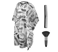 LOPHE Hairdressing Gown Barbers Cape, Salon Cape Apron with Neck Duster Brush and Hairdressers Comb, Waterproof Unisex Cutting Gowns for Hair Styling, Cuts and Colours, Barber Accessories, B