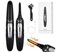 LOPHE Heated Eyelash Curler, 4-Temperature Settings with Fast Heating, USB Rechargeable Automatic Shut-Off Safety, Travel-Friendly Lash Curling Tool for Home & Travel, Black