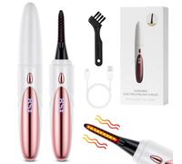 LOPHE Heated Eyelash Curler, USB-C Rechargeable Electric Eyelash Curler with 4 Temperature Settings & Digital Display, Waterproof Silicone Brush Head, Long-Lasting Curl, Portable Eyelash Curlers
