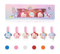 LOPHE Kids Nail Polish Set, 6 Color Non-Toxic Peel Off & Quick Dry Nail Art Kit, Water-Based Varnish for Girls, Gifts for Christmas Birthday