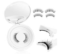 LOPHE Magnetic Eyelashes, 1PCS White Reusable Dual Magnetic Lashes Kit, No Glue or Eyeliner Required, Natural Look 3D False Eyelashes Set with Applicator, Waterproof Easy to Wear and Remove