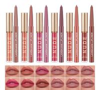 LOPHE Matte Liquid Lipstick Lip Liner Set,Lip Liner and Lip Gloss, 6PCS Nude Lipstick Set with Automatic Lipliner, Long Lasting Matte Lip Combo, Non-Stick Cup, Not Fade,Gift Set for Women (12PCS)