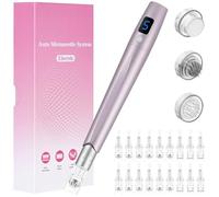 LOPHE Microneedling Pen Kit 18 Cartridges, Electric Derma Pen for Anti-Aging Acne Scars Wrinkles, 6 Speeds LCD Display Adjustable Depth 0-2.5mm, Aluminum Alloy Body for Face Body Scalp, Rose Gold