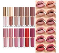 LOPHE Nude Liquid Lipstick Set,12 Colors Watery Velvet Matte Long Lasting | Moisturizing formula,shimmer finish,lip gloss kit,gift for women,easy to apply,lightweight,non sticky,daily makeup