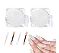 LOPHE Pearl Chrome Nail Art Powder, Glassy White Aurora Effect for Nail Design, Glazed Donut Manicure Finish, DIY Professional Salon Nails with Pearlescent Glitter Pigment
