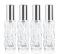 LOPHE Perfume Atomiserpack of 4pcs 10 ml Travel Perfume Bottle, Refillable Travel Perfume Bottles, Textured Glass Spray Bottle with Fine Mist, Portable Atomiser for Fragrance-Silver Sprayer Head