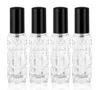 LOPHE Perfume Atomiserpack of 4pcs 10 ml Travel Perfume Bottle, Refillable Travel Perfume Bottles, Textured Glass Spray Bottle with Fine Mist, Portable Atomiser for Fragrance-Black Sprayer Head