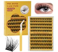 LOPHE Pre Glued Cluster Lashes, Individual Eyelashes Kit 120pcs Self Adhesive Eyelashes No Glue Needed with Tweezers, Reusable Underlash Pre Glued Lashes 10-16mm for Natural Look