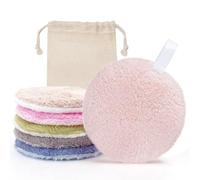 LOPHE Reusable Makeup Remover Pads - Face| Cotton Rounds Eyes Make Up Remover Pads for All Skin Types,Soft Coral Fleece Face Cleansing Pads with Hanging Loop & Storage Bag, 6 pcs Mixed Colour