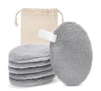 LOPHE Reusable Makeup Remover Pads - Soft Coral Fleece Face Cleansing Pads with Hanging Loop & Breathable Mesh Storage Bag,Eco-Friendly Zero Waste Washable Oval Cotton Pads for All Skin Types, 6 pcs