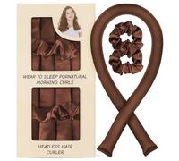 LOPHE Satin Heatless Curlers Set for Effortless Curl, Overnight Rods Curling for Long Short Hair for Frizz-Free, No Heat Damage Styling, High Resilience No Heat for Women and Girls, Brown