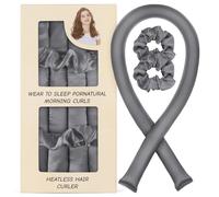LOPHE Satin Heatless Curlers Set for Effortless Curl, Overnight Rods Curling for Long Short Hair for Frizz-Free, No Heat Damage Styling, High Resilience No Heat for Women and Girls, Grey