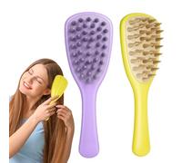 LOPHE Scalp Massager, Long Handle Shampoo Brush, Silicone Hair Scalp Massager for Hair Growth, Scalp Scrubber for Washing Hair Reduce Dandruff, Wet and Dry Hair Head Massager, Purple & Yellow