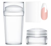 LOPHE Silicone French Tip Nail Stamp Kit, 2Pcs Nail Art Jelly Stamper with 2Pcs Stickers Clear Silicone Jelly Stamper Nail Stamper Kit for Home Diy Nail Art Salon Gifts(C)