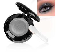 LOPHE Single Shimmer Eyeshadow, Pressed Fine Powder Eyeshadow, Highly Pigmented Longwear Blendable Eye Make up for Day&Night, Waterproof Comes with An Brush and A Small Mirror,Gray