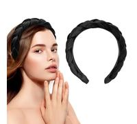 LOPHE Velvet Braided Headband, Wide Twisted Knot Design with Rough Edges, Non-Slip Solid Color Vintage Style Accessory for Women & Girls