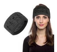 LOPHE Winter Headbands for Women, Thick Cable Knit Ear Warmers with Soft Thermal Lining, Comfy Head Wrap for Skiing, Running, Sports and Outdoor Activities (Dark Gray)