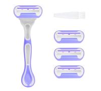 LOPHE Women's Razor, 3 Blade Lady Razor with Upgrade Non-Slip Handle, Gentle Protected Ladies Manual Razors with 4 Refills Storage Box Brush, Smooth Shave Sensitive Skin Female Razor for Women