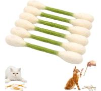 Lopheco 6 Pack Extra Large Catnip Cotton Swab Toy, Assorted Color Interactive Plush Chew Toy for Cat Home Play Training(Green)