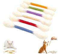 Lopheco 6 Pack Extra Large Catnip Cotton Swab Toy, Assorted Color Interactive Plush Chew Toy for Cat Home Play Training(Colour mixture)