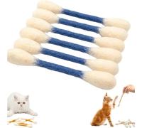 Lopheco 6 Pack Extra Large Catnip Cotton Swab Toy, Assorted Color Interactive Plush Chew Toy for Cat Home Play Training(Blue)