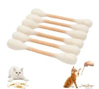 Lopheco 6 Pack Extra Large Catnip Cotton Swab Toy, Assorted Color Interactive Plush Chew Toy for Cat Home Play Training(Beige)